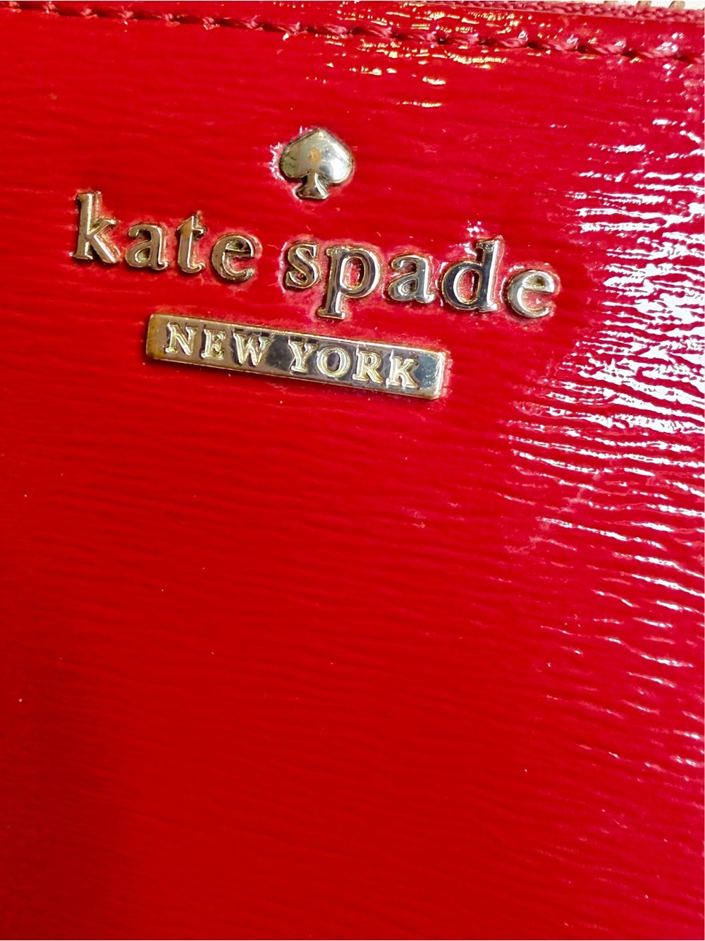 Kate Spade Red Cedar Leather Street Lacey Zip Around Wallet Gold Tone Hardware